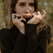 Oxidised Silver Ring with Agate "Coral Magic Lagoon"