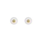 Gold Plated Silver Stud Earrings with Pearls and Peridot "Fiona"