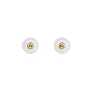 Gold Plated Silver Stud Earrings with Pearls and Peridot "Fiona"