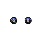 Gold Plated Silver Stud Earrings with Dark Pearls and Moissanites "Fiona"