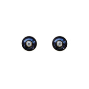 Gold Plated Silver Stud Earrings with Dark Pearls and Moissanites "Fiona"