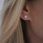 Auksuoto sidabro auskarai su perlais ir Moisanitais „Fiona“
