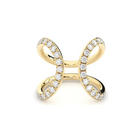 A yellow gold ring and ear cuff featuring a series of lab grown diamonds set in recycled 18k yellow gold, with a total of 86 diamonds.