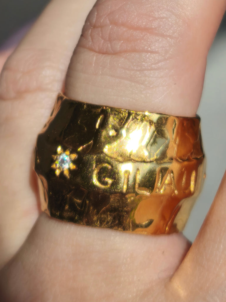Gold Plated Silver Ring with Moissanites "Giliai Gilyn Giliau"