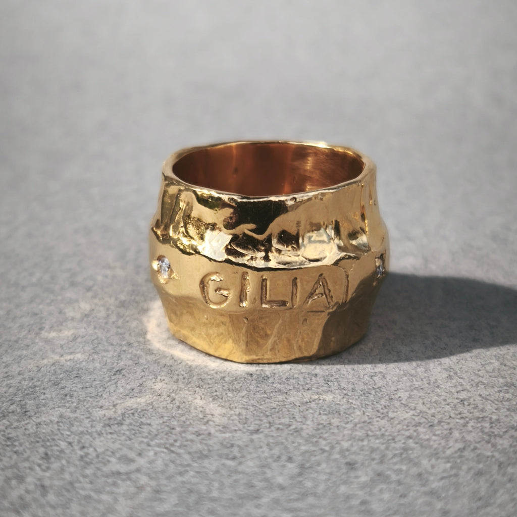 Gold Plated Silver Ring with Moissanites "Giliai Gilyn Giliau"