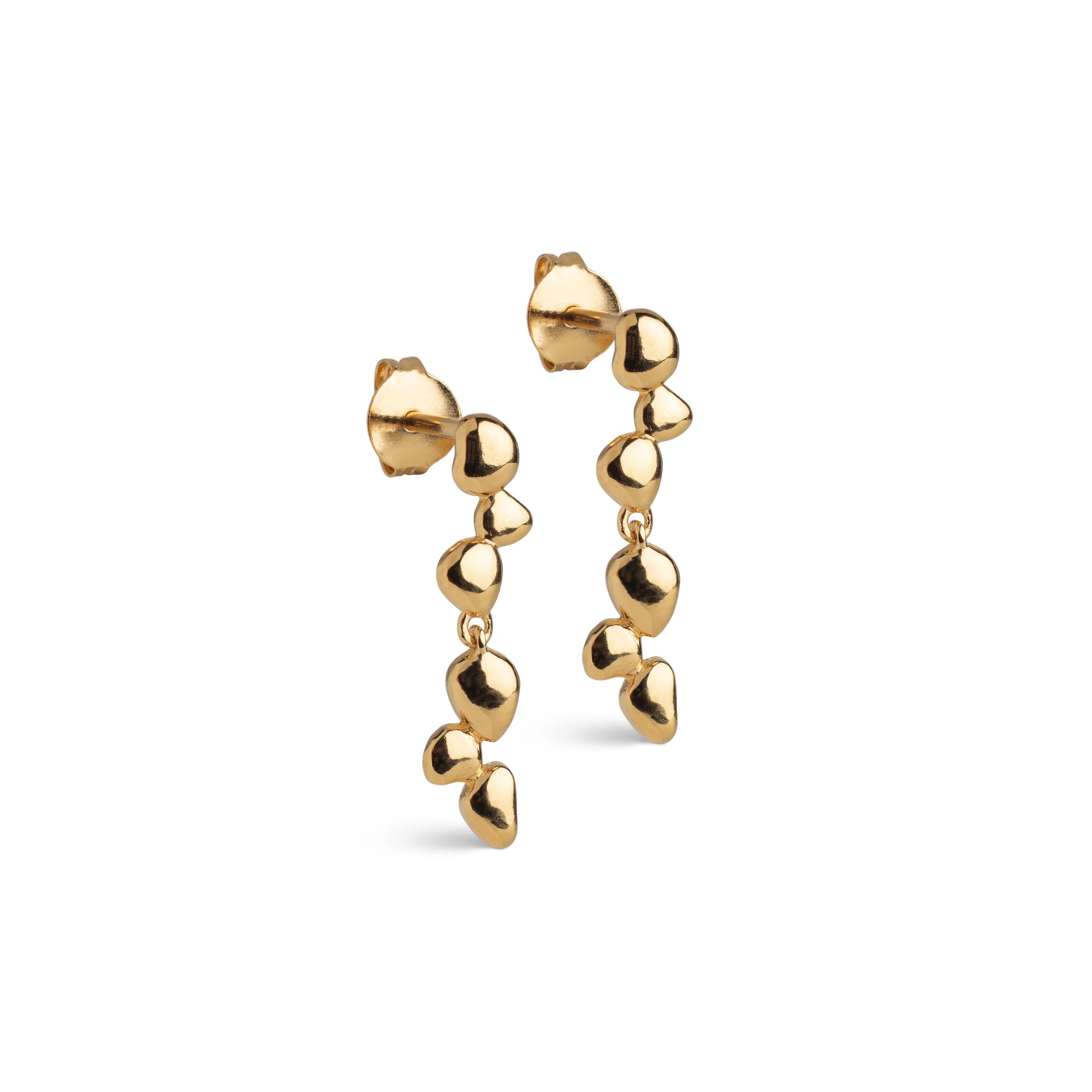 Gold-plated silver earrings on a white background