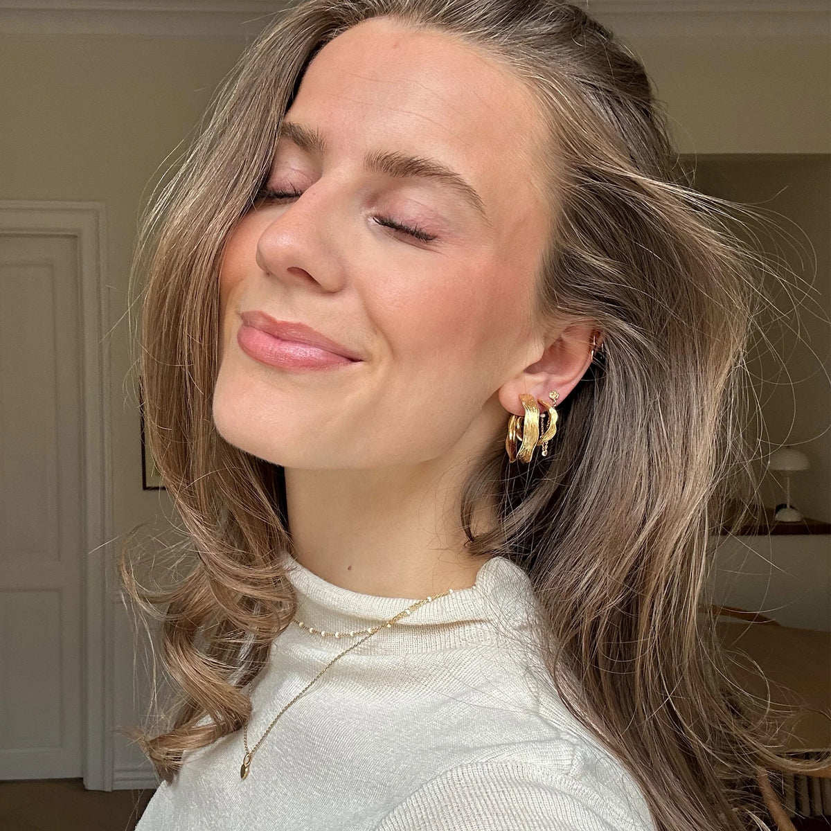 Gold Plated Silver Hoop Earrings "Ane", large