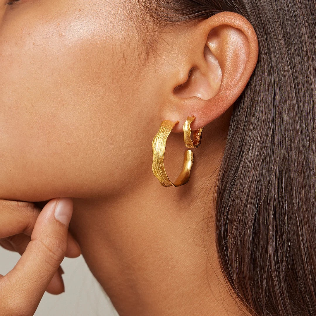 Gold Plated Silver Hoop Earrings "Ane", large