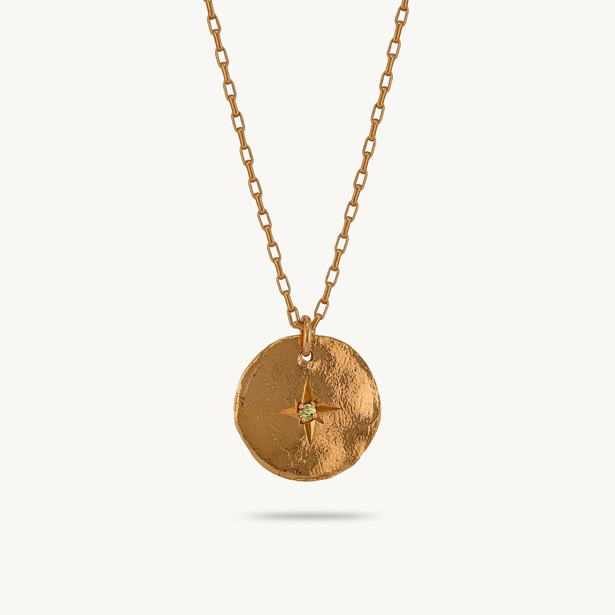 Gold Plated Silver Necklace with Green Sapphire "Star", Large