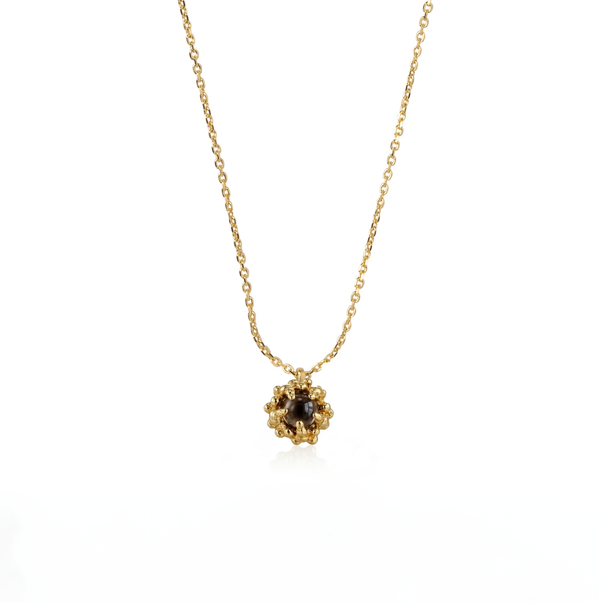 Gold Plated Silver Necklace with Smoky Quartz "By the Chocolate"