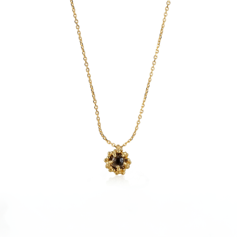Gold Plated Silver Necklace with Smoky Quartz "By the Chocolate"