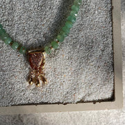 Gold Plated Silver & Chrysoprase Necklace "Heart"