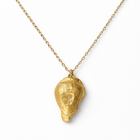 Gold necklace with a shell pendant on a white background