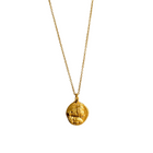 24kt gold-plated coin pendant with faces.