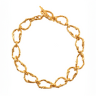 Gold-plated bronze necklace featuring an organic chain of irregular, textured links with a molten-inspired finish.