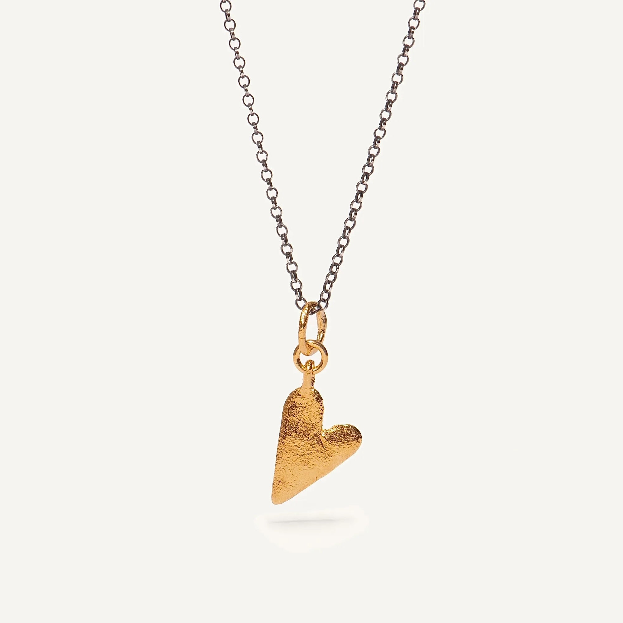 Gold Plated / Oxidised Silver Necklace "Handcrafted Heart"