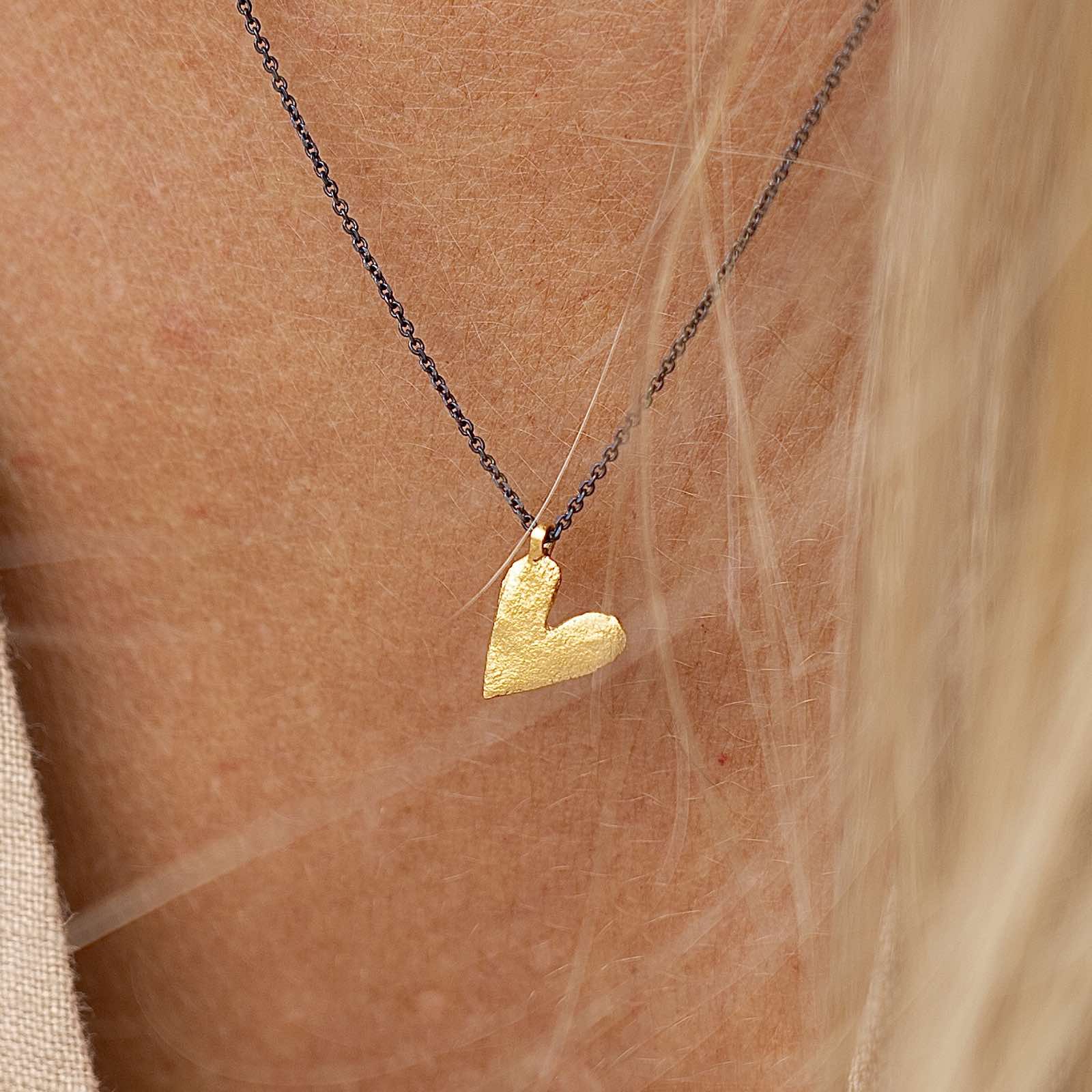 Gold Plated / Oxidised Silver Necklace "Heart"