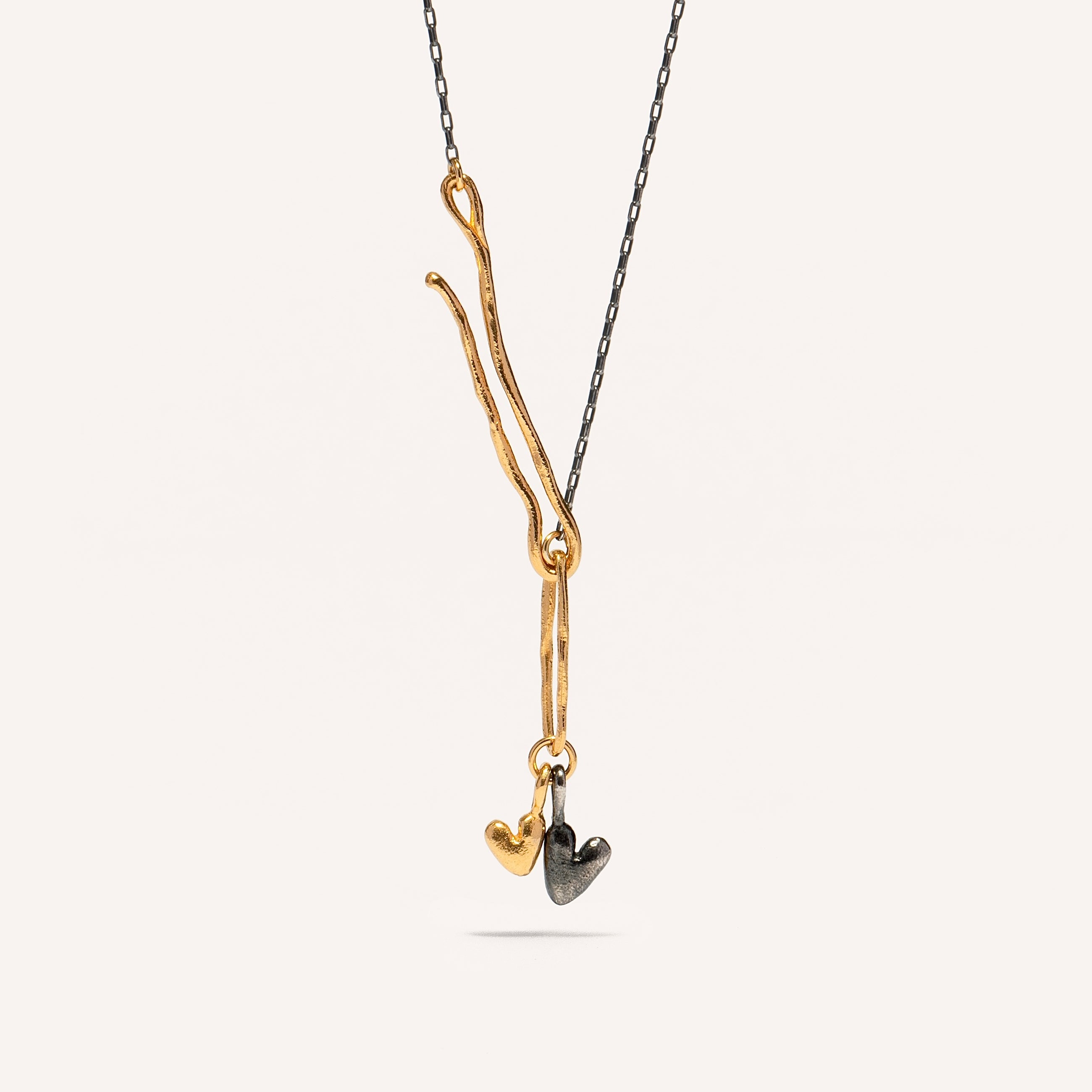 Gold Plated / Oxidised Silver Necklace "Love Hook"