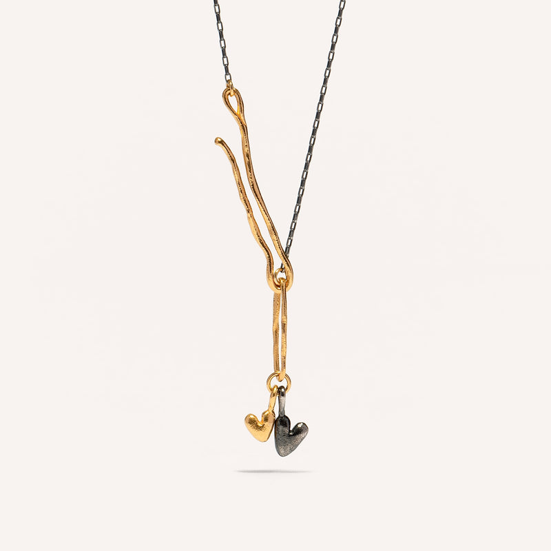 Gold Plated / Oxidised Silver Necklace "Love Hook"
