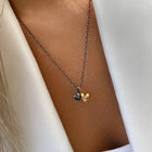 Gold Plated / Oxidised Silver Necklace with Pink Sapphire "Double Love"