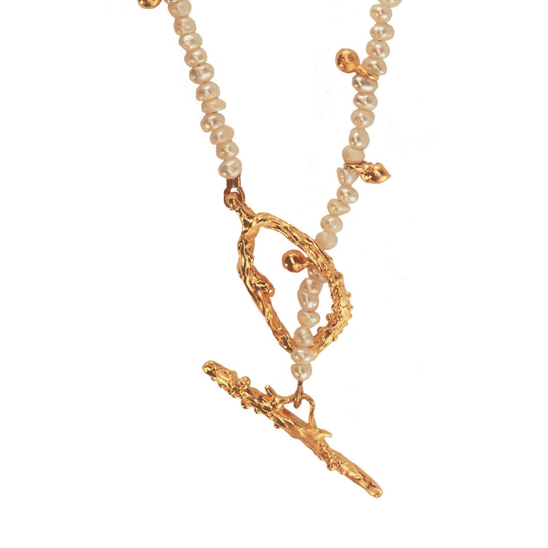 Pearl necklace on a white background