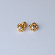 Gold Plated Silver Earrings with Pearls "Coral Reef", Small