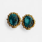 Gold Plated Silver Stud Earrings with Turquoise "Basin by the Sea"
