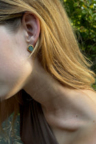 Gold Plated Silver Stud Earrings with Turquoise "Basin by the Sea"