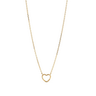 A gold-plated silver necklace with a heart-shaped pendant, displayed on a white background.