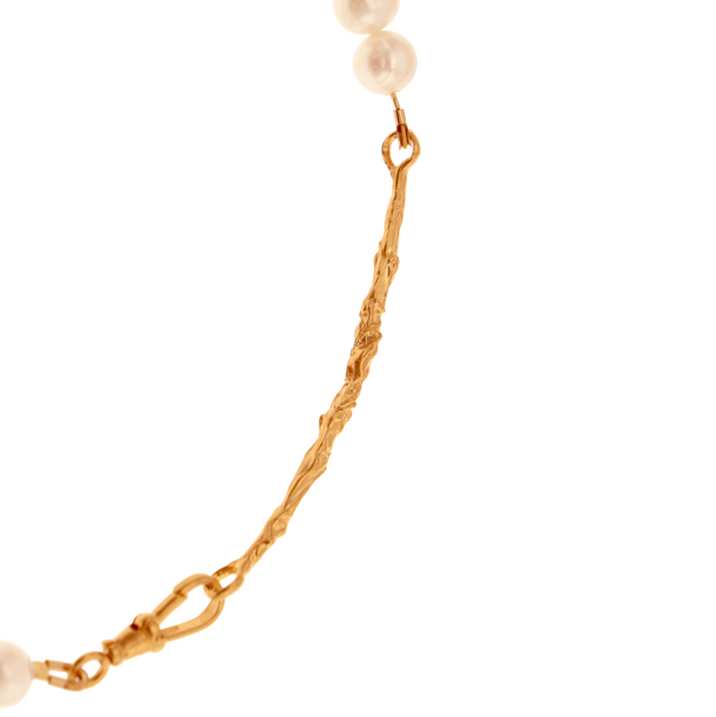Gold Plated Silver Necklace with Akoya Pearls "The Song of Siren"
