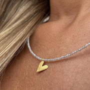Gold Plated Silver Necklace with Labradorites "Heart"