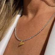 Gold Plated Silver Necklace with Labradorites "Heart"