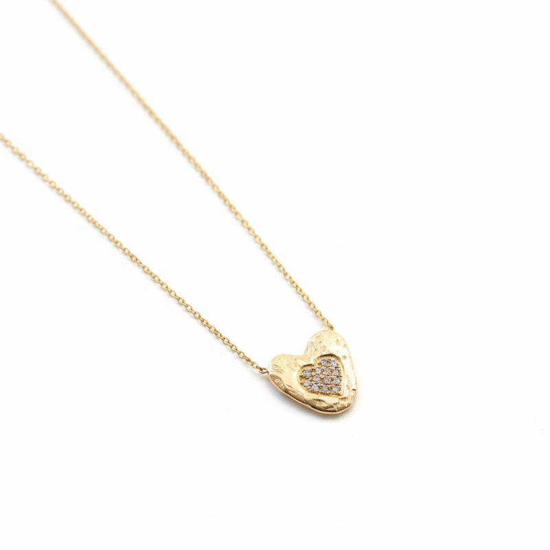 Yellow Gold Necklace with Diamonds "Heart"