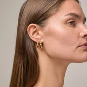 Gold Plated Silver Hoop Earrings "Ball", (chunky)
