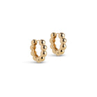 A pair of gold-plated silver hoop earrings with a ball design.