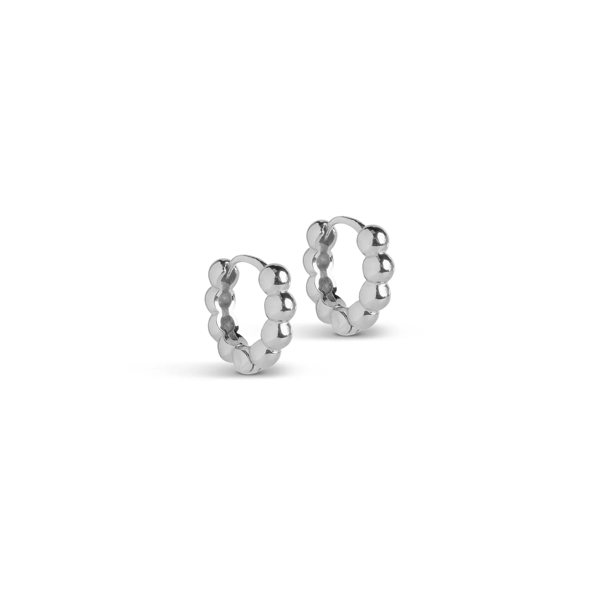 Silver Hoop Earrings "Ball", (small)