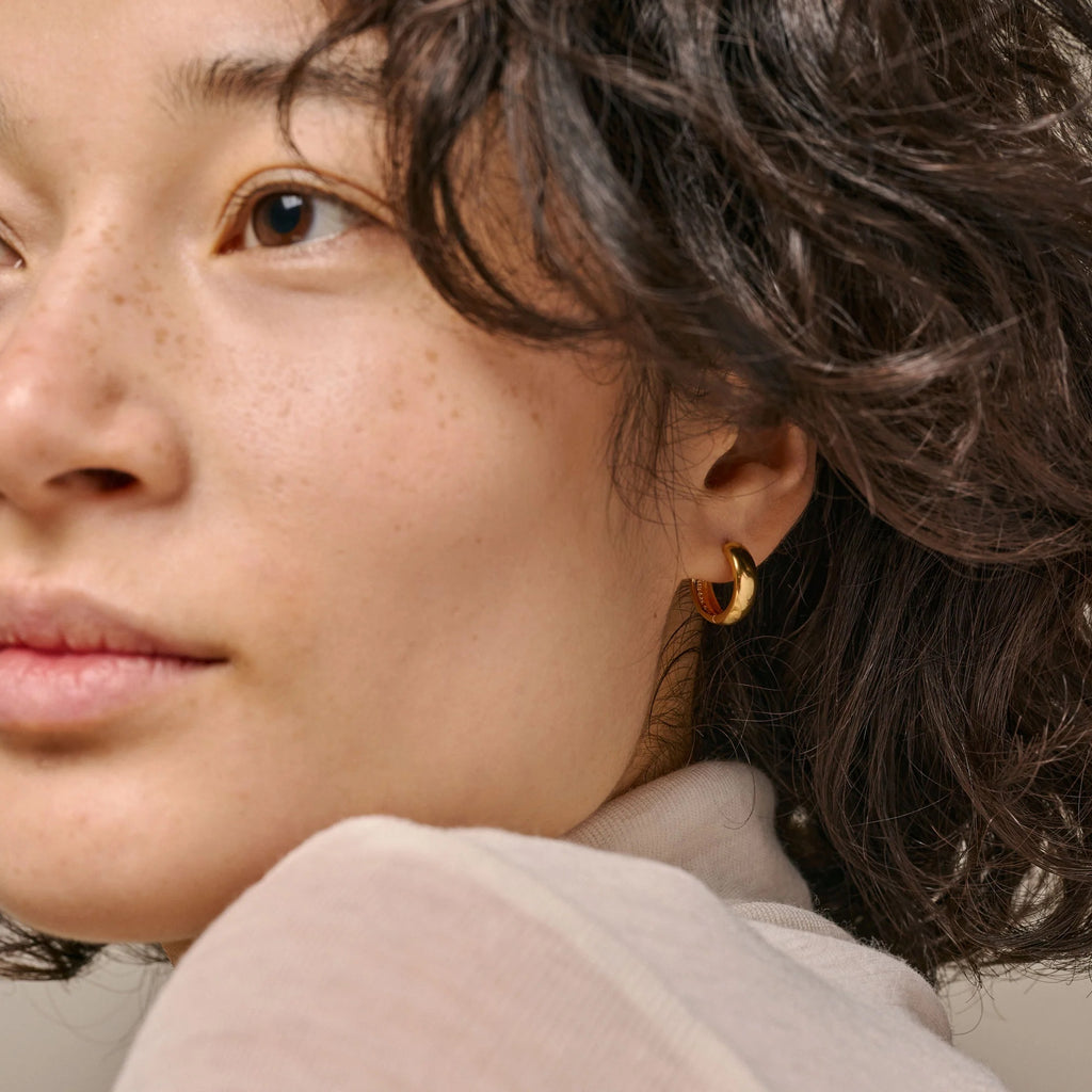 Auksuoto sidabro auskarai „Classic Wide“, (15 mm)