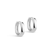 Two silver hoop earrings on a white background