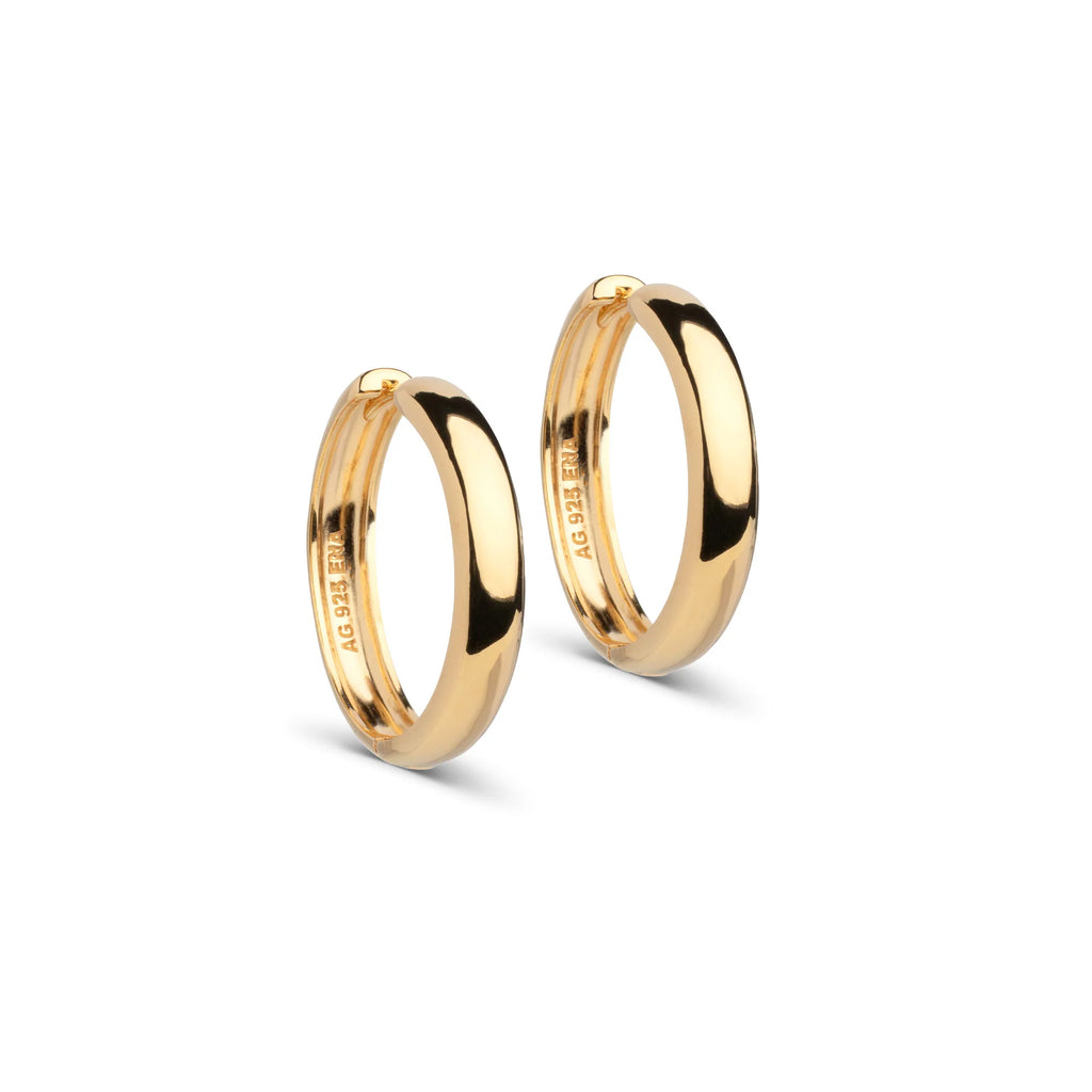 Gold Plated Silver Earrings "Classic Wide", 25 mm