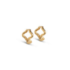 A pair of small gold-plated silver hoop earrings with a textured, organic shape, displayed against a white background.