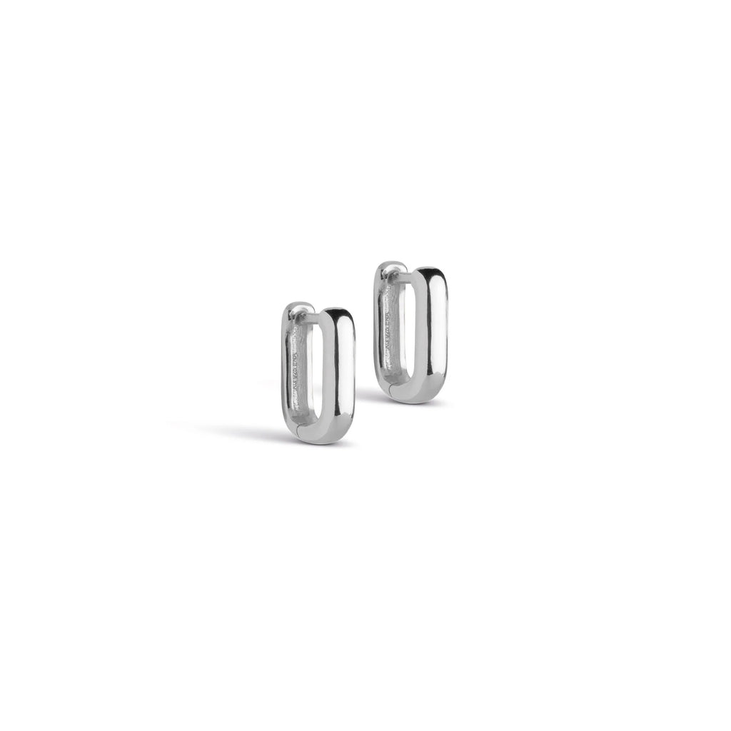 Silver Hoop Earrings "Square", 12 mm