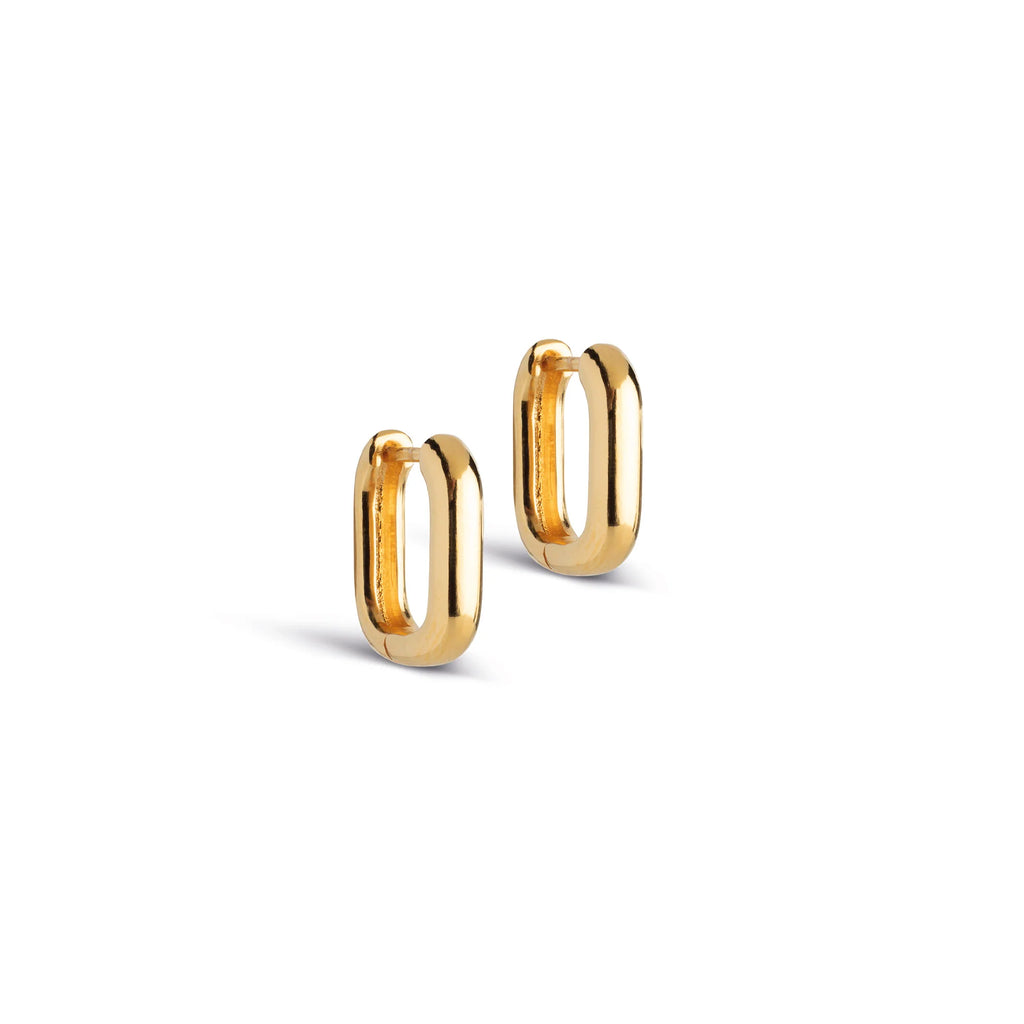 Gold Plated Silver Hoop Earrings "Square"