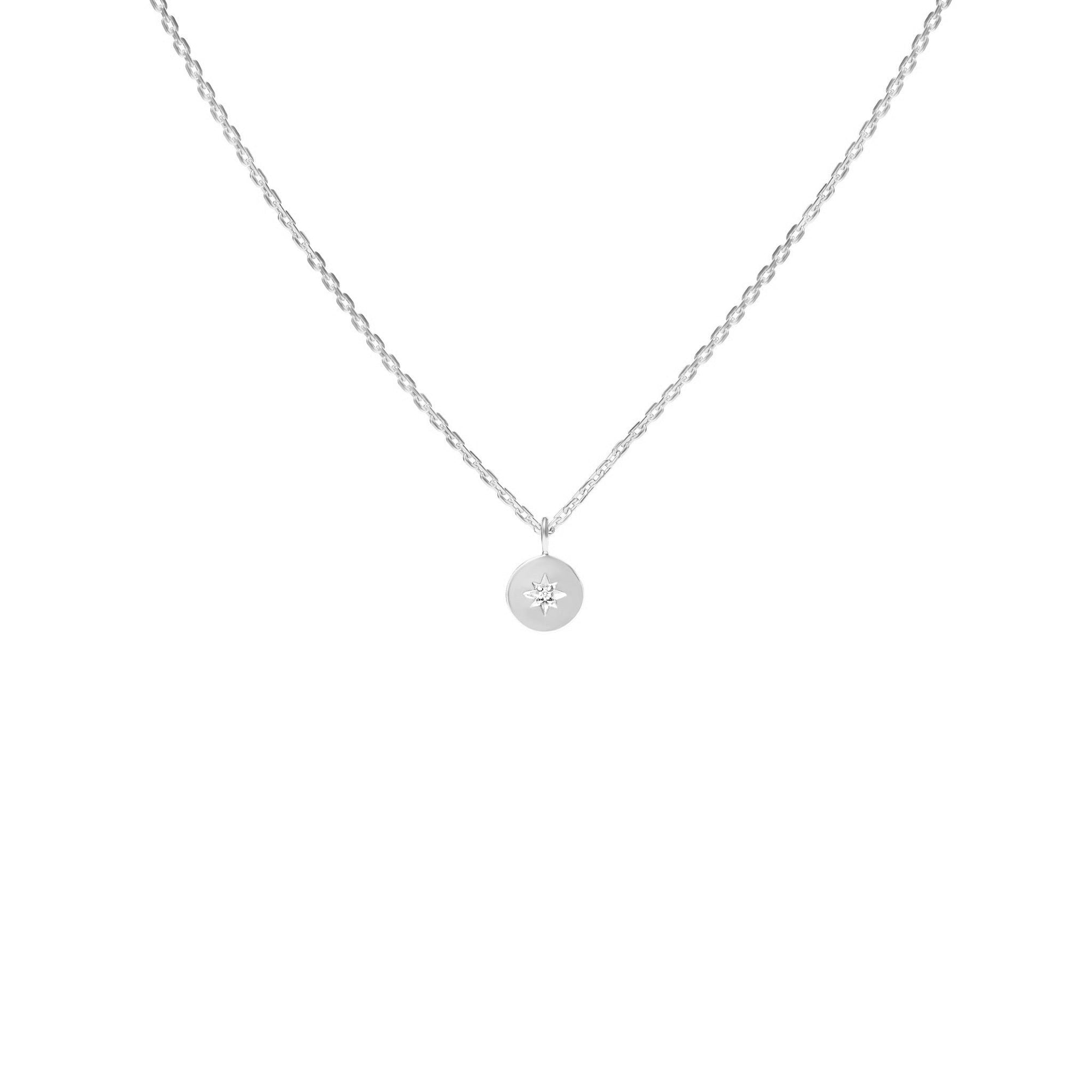 Silver Necklace with Diamond "North Star"