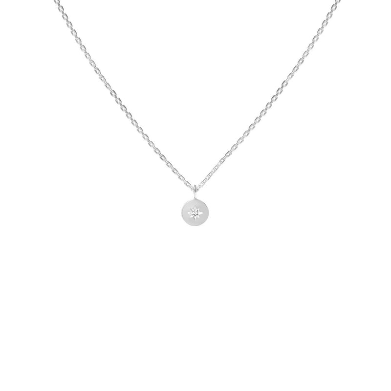 Silver Necklace with Diamond "North Star"