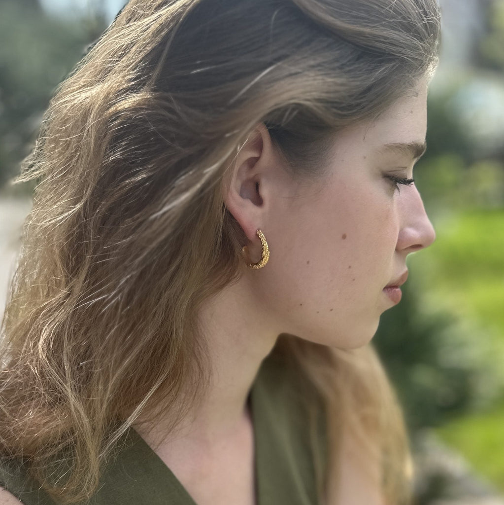 Gold Plated Silver Earrings "Twisted Coral"