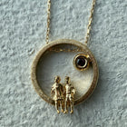 Gold Plated Silver Necklace with Garnet "All Around Us"
