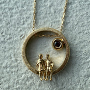 Gold Plated Silver Necklace with Garnet "All Around Us"