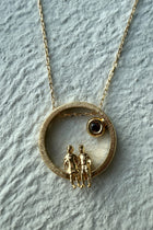 Gold Plated Silver Necklace with Garnet "All Around Us"