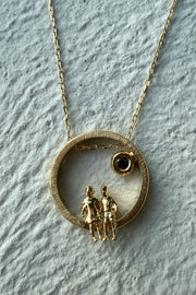 Gold Plated Silver Necklace with Garnet "All Around Us"