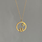 Gold Plated Silver Necklace with Aquamarine "All Around Us"